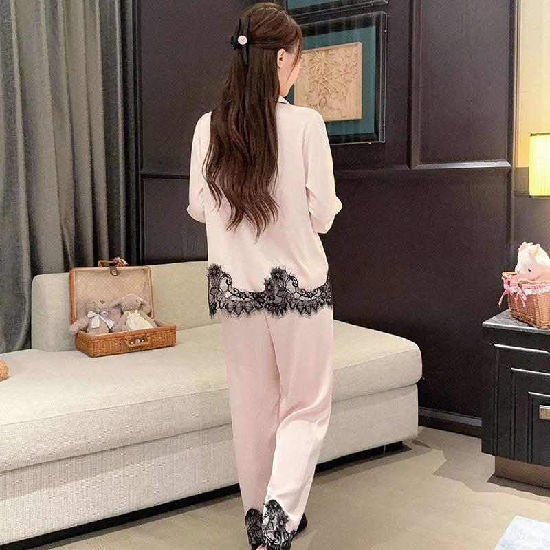 Factory goods 1011 autumn and winter new ice silk pajamas women's Douyin fashion cartoon Internet celebrity fashion loungewear suit