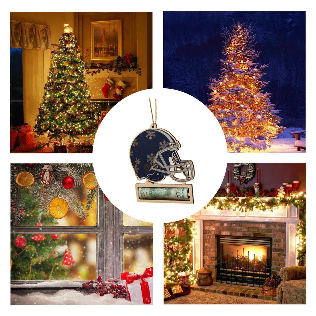 Football Fan Money Holder Ornament Wooden Helmet Home Decor Christmas Handcrafted Money Holders For Birthday Thanksgiving