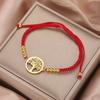Stainless Steel Tree of Life Charm Bracelet Black Red Braided Rope Bracelets Vintage Amulet Jewelry Gift for Women Men