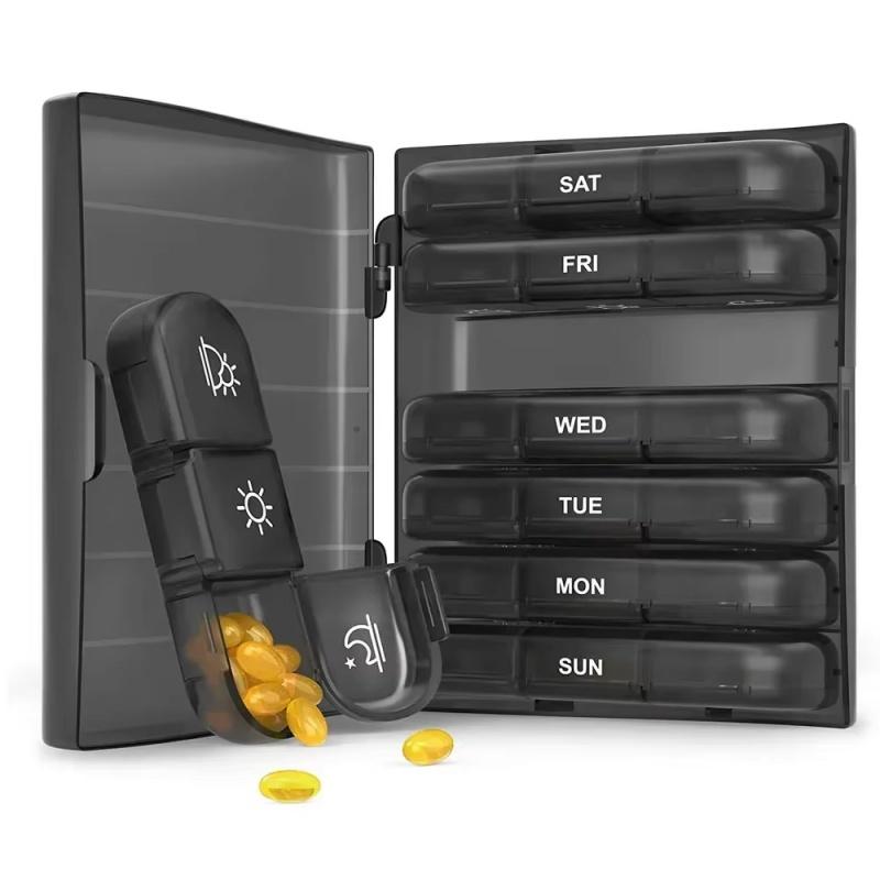 1 Stück Wöchentliche Pillendose Pillenbox 7 Tage Medikamenten Tablettenbox Tragbarer Reise Medikamenten Aufbewahrungsorganizer Geheime Fächer Pillendose