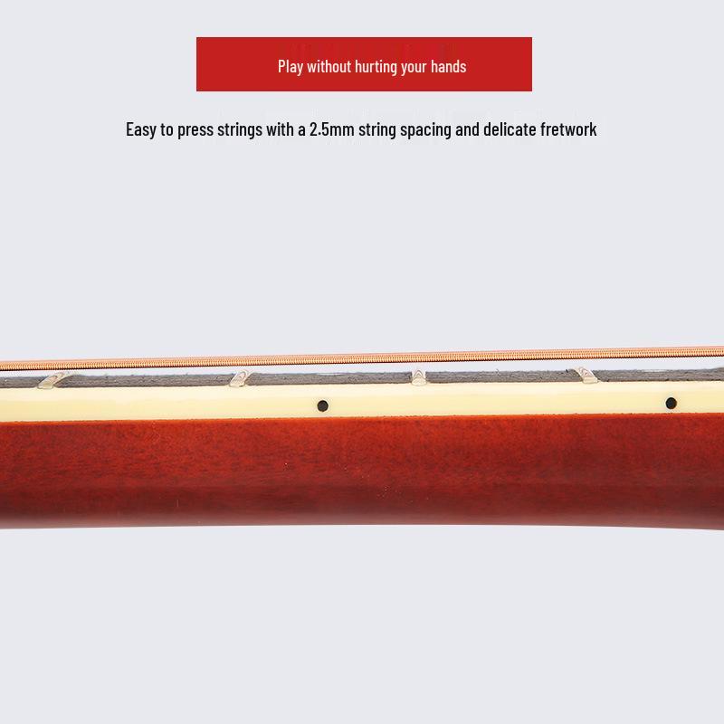 Folk 40-inch Ultra-thin Beginner Guitar for Boys & Girls - All Linden Wood, Polished Finish