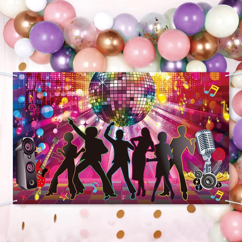 Retro Disco Themed Birthday Party And Dance Hall Decoration Background Banner