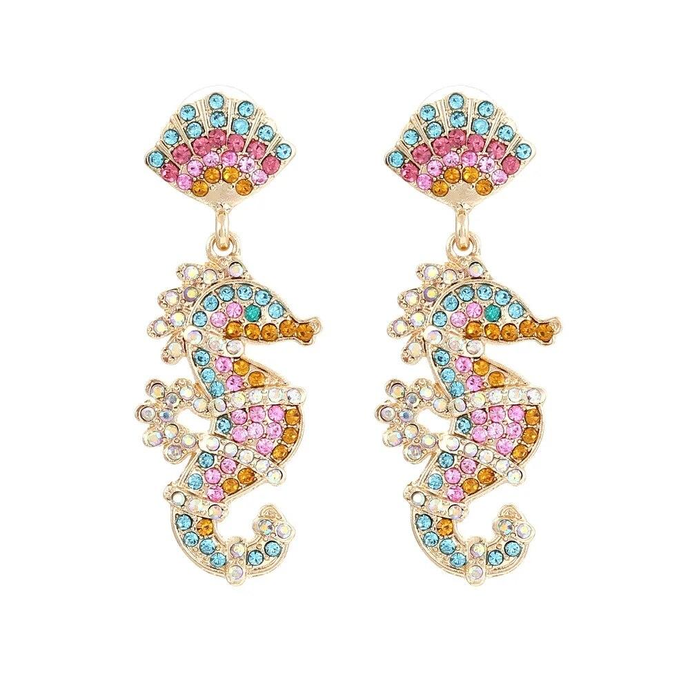 

Серьги Pinkdudu, богемные разноцветные серьги в форме омара с кристаллами, эффектные ювелирные изделия, серьги-капли OG009