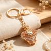Keychain Pendant Rhinestones Inlaid Perfume Bottle Design Key Chain with Lobster Clasp Bag Charm