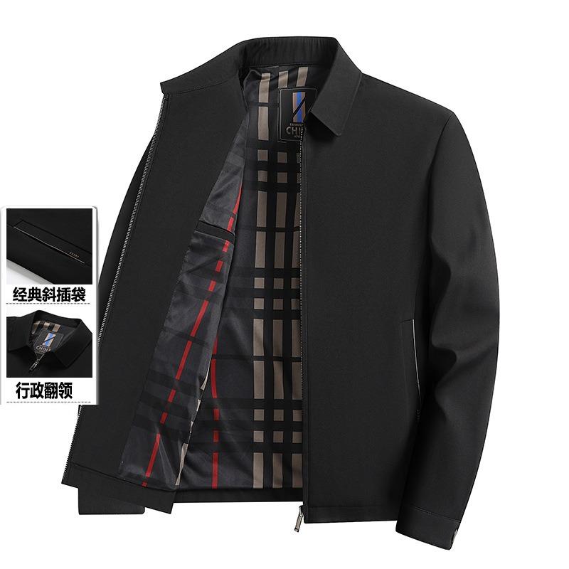 Jacket Men's Middle-aged and Veteran Cadres' Autumn Fashion Lapel Business Casual Dad's Solid Color Simple Administrative Jacket
