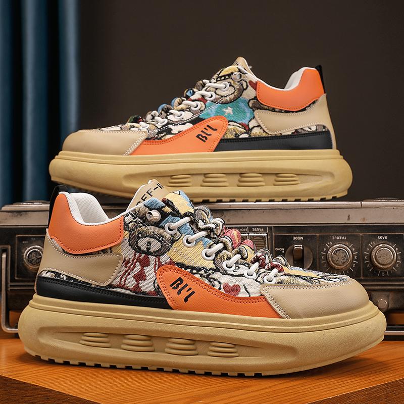 

Новые мужские вулканизированные туфли, новые мужские спортивные туфли на толстой подошве, повседневные, на шнуровке, с универсальным узором, персонализированные туфли на все времена года 44 хаки