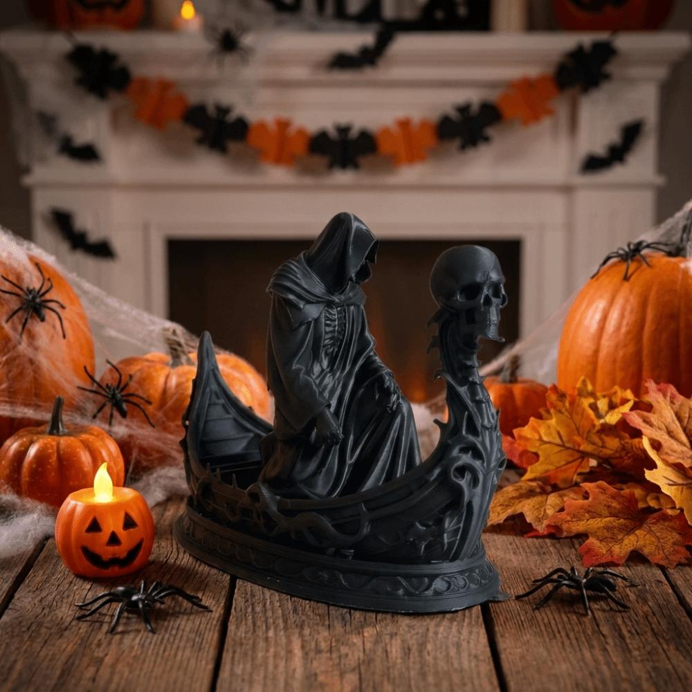 Gothic Style Ferryman Sculpture Resin Death God Decoration Ornament Skeleton Figurine  Home Decor