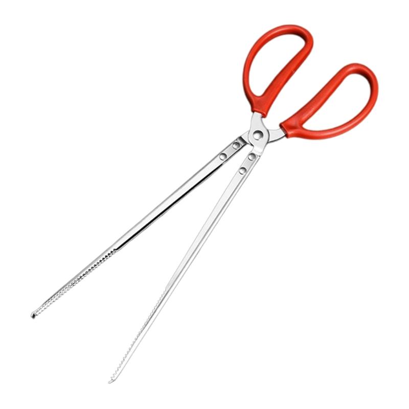 Eel Kitchen Accessories Red Handle Stainless Steel Multifunction Antislip Clip Sea Eel Tongs Fishing Catching Tool Tooth