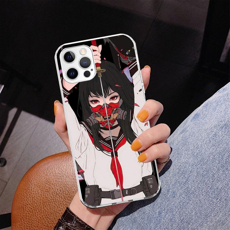 Japanese Style Anime Girl Phone Case For iPhone 17 Air 16 Pro Max 16E 15 + 14 Plus 11 12 13 Mini 7 8 SE Gift Print Cover Fundas