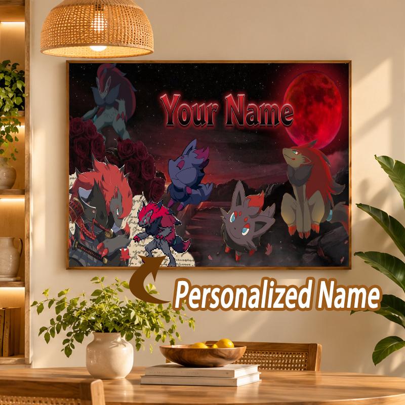 Zoroark Custom Name Diamond Painting Personalized 5D Full Drill DIY Diamond Art Home Decor