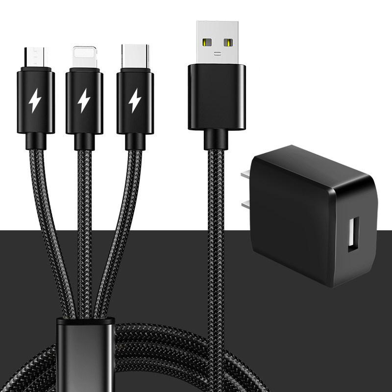 2.3m Multi-Functional Fast Charging Cable for Car - Three-in-One Android Charger.