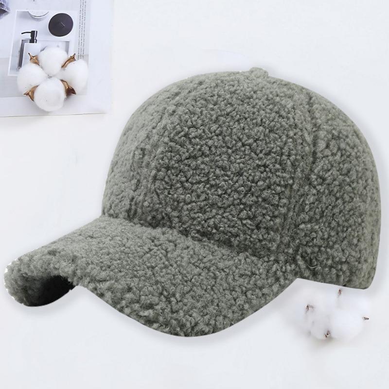 Autumn and Winter Lamb Wool Baseball Cap Warm Fashion Light Board Cap Embroidery Letter Hat