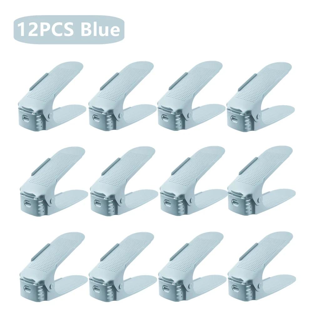 12Pcs Adjustable Shoe Organizer Shoe Support Rack, Space Saving Shoe-Shelf for Closet, Shoe Organizer Shoe Rack for Cabinet