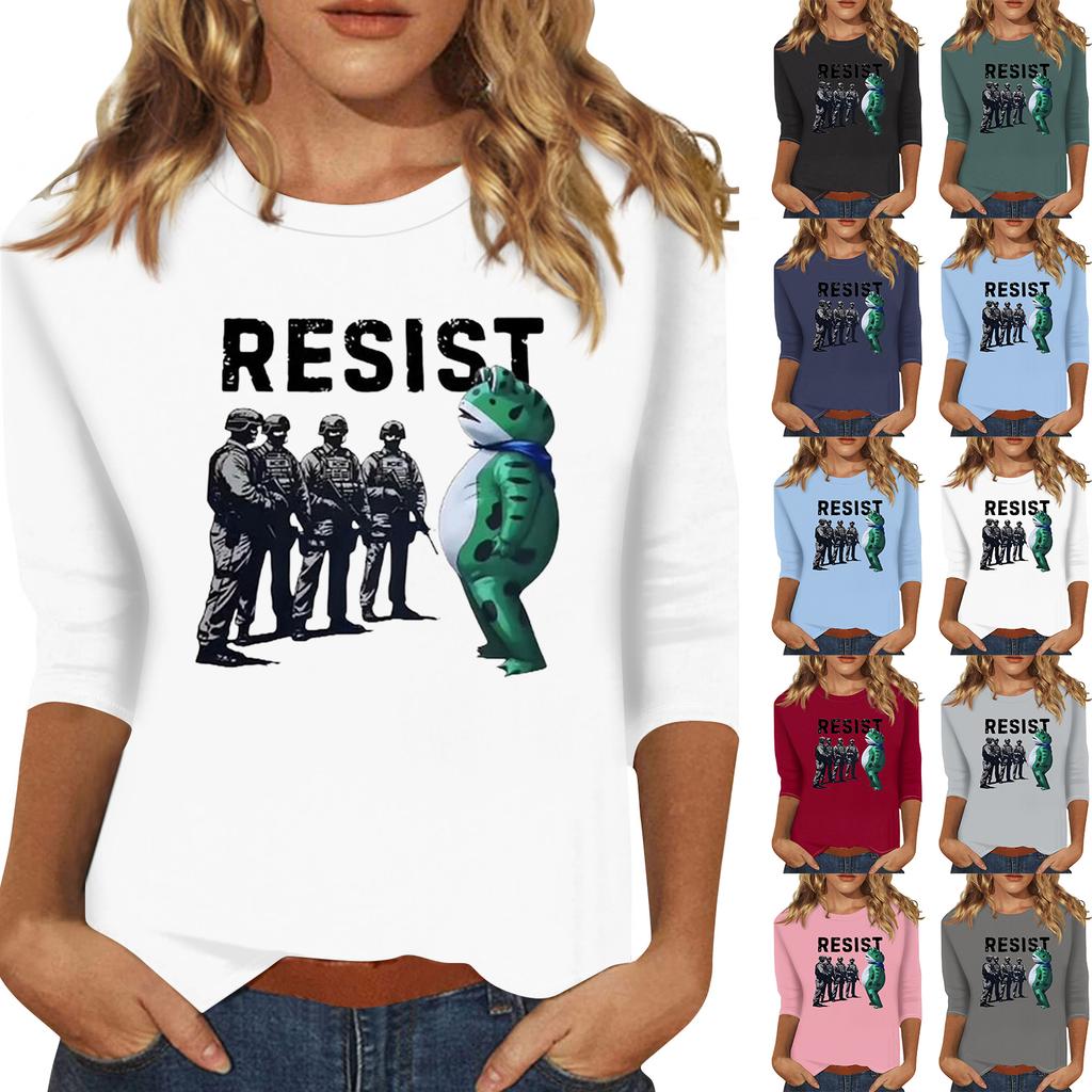 Women's Fashionable Casual Three-quarter Sleeve Round Neck Top