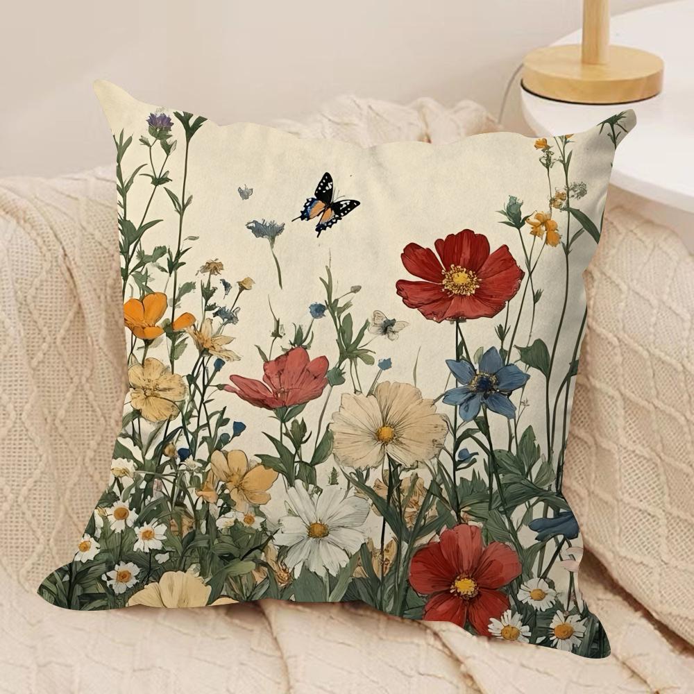 Romantic Flowers Cushion Cover Soft Plush Throw Pillow Cover  DoubleSided Printed Cushion Case  Cozy Sofa  Home Decor