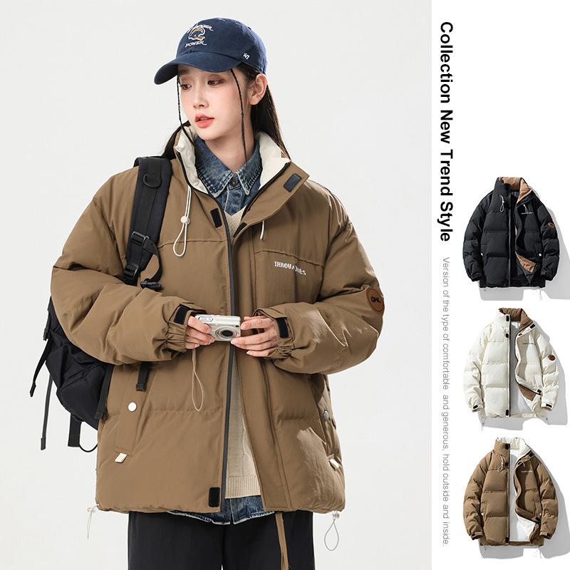 Cotton Coat Men's Jacket New Autumn and Winter Korean Style Trendy Loose Stand-up Collar Thickened Casual Couple Style Cotton Coat Cotton Coat for Men