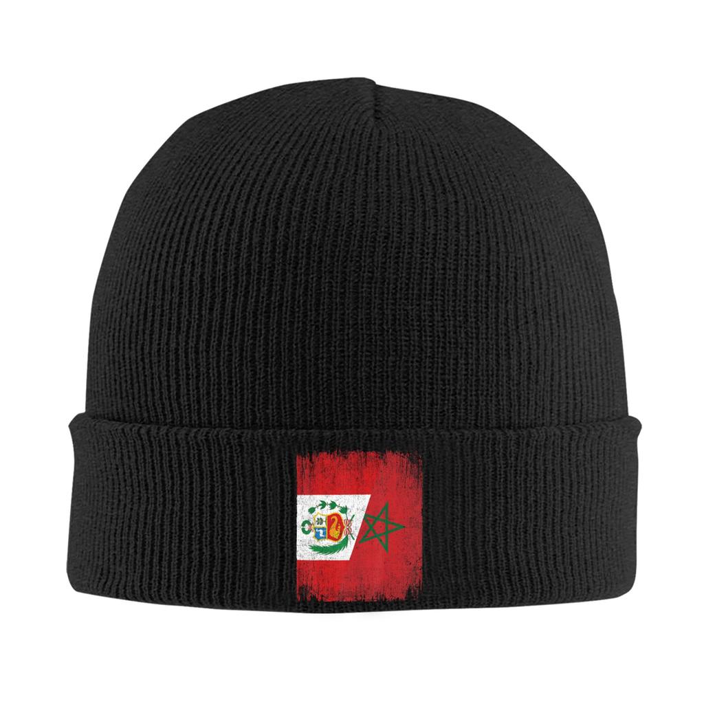 Morocco Flag Beanie Hats Bonnet Hats Female Male Retro Kpop Skullies Beanies Autumn Design Warm Caps