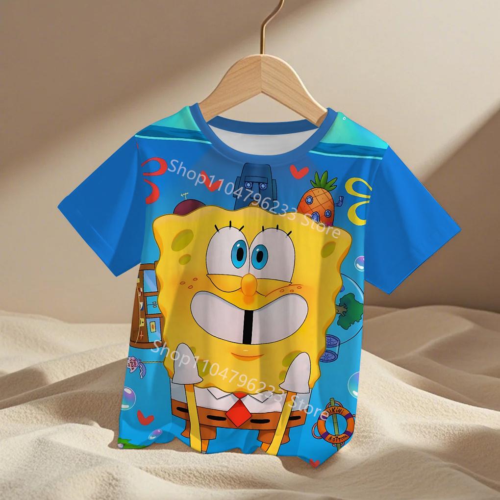 

2025 3D Принт Милый Мультяшный Губка Боб Детская Одежда Мужская Уличная Одежда для Детей Мальчик Девочка Ребенок Футболка Топ 120