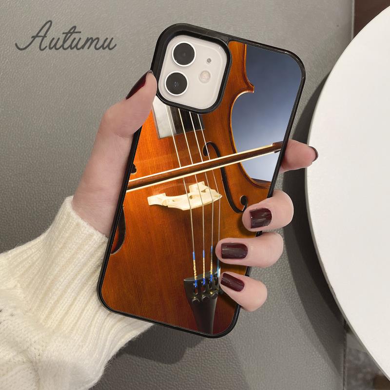Wood Cello Violin Phone Case for iPhone 17 Air 15 16 16e 11 12 13 14 Pro Max Plus Cover coque Fundas Shell