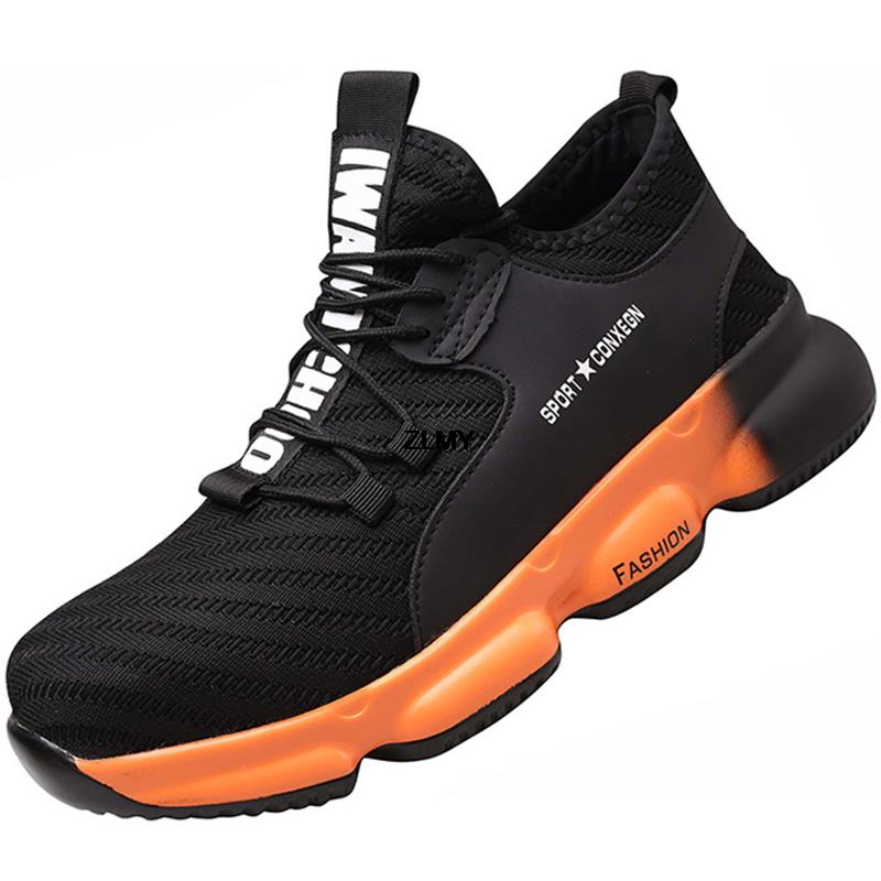 

Модные мужские защитные ботинки со стальным носком, противоударные промышленные рабочие ботинки, легкие рабочие ботинки с защитой от проколов, мужские ботинки 44 оранжевый