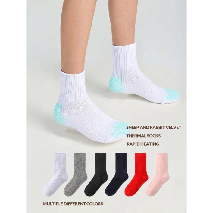 1pair Thick and Warm Cashmere Socks Pleated Vertical Strips Socks Autumn Solid Color Winter Warm Socks for Women