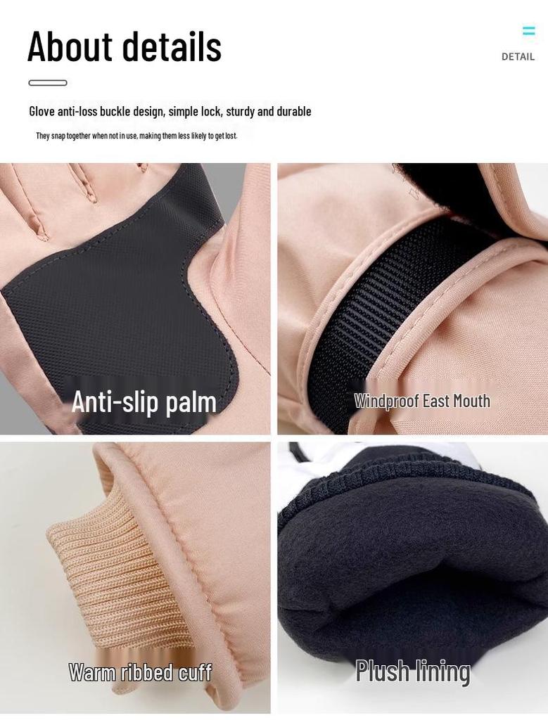 Unisex vinterskidhandskar: Vindtät, Vattentät, Fleecefodrad, Pekskärmskompatibel för Cykling eller Utomhusaktiviteter