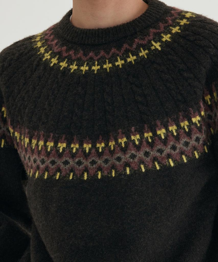 COVERNAT Jacquard Pattern Pullover Brown