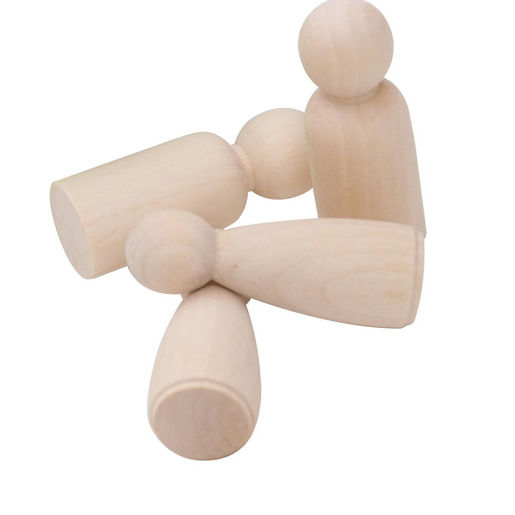 20 Pack Wooden Peg Doll Bodies Unfinished Plain Blank Decorative DIY- - Give Children The Holiday