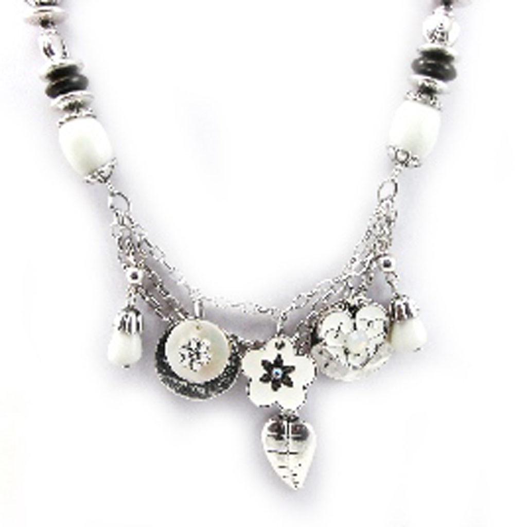 Les Trésors De Lily [G0189] - Designer Necklace 'Bouquet Fleury' Beige