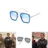 Occhiali da sole Tony Stark Uomo Montatura Metallica Quadrata Stile Vintage Protezione Uv400
