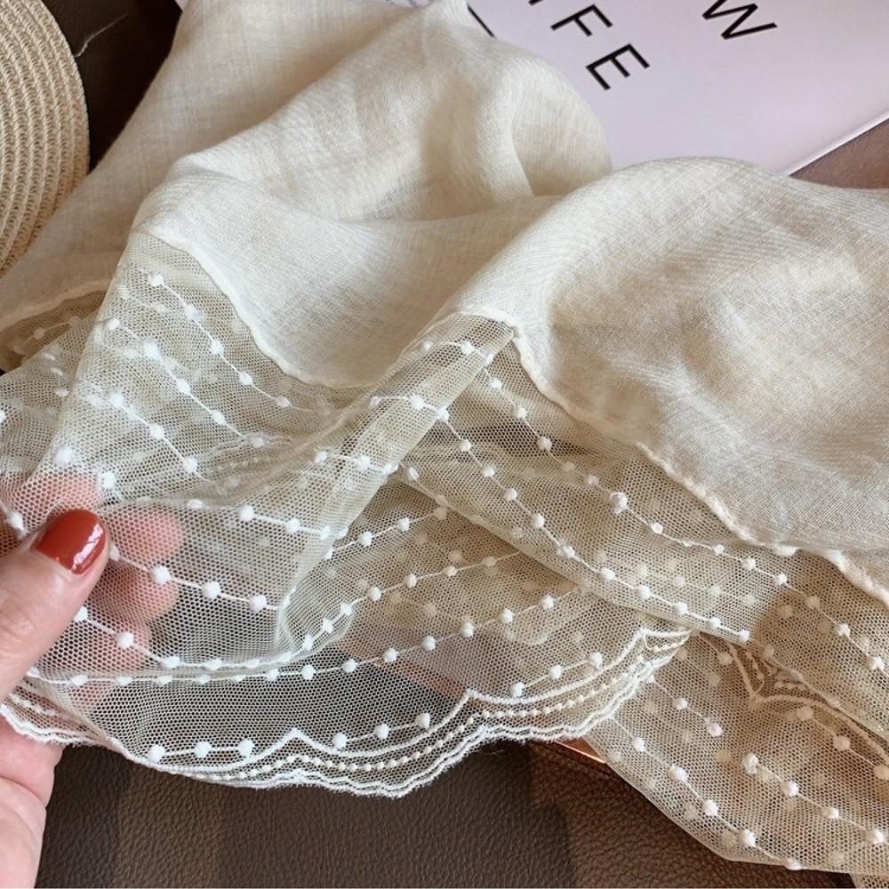 Solid Color Cotton Linen Scarf Long Sunscreen Shawl Casual Silk Scarf  for Women