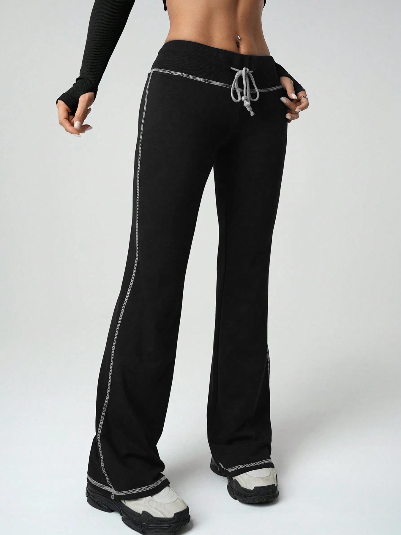 Women S Wide Leg Yoga Pants Casual Sports Trousers S чёрный
