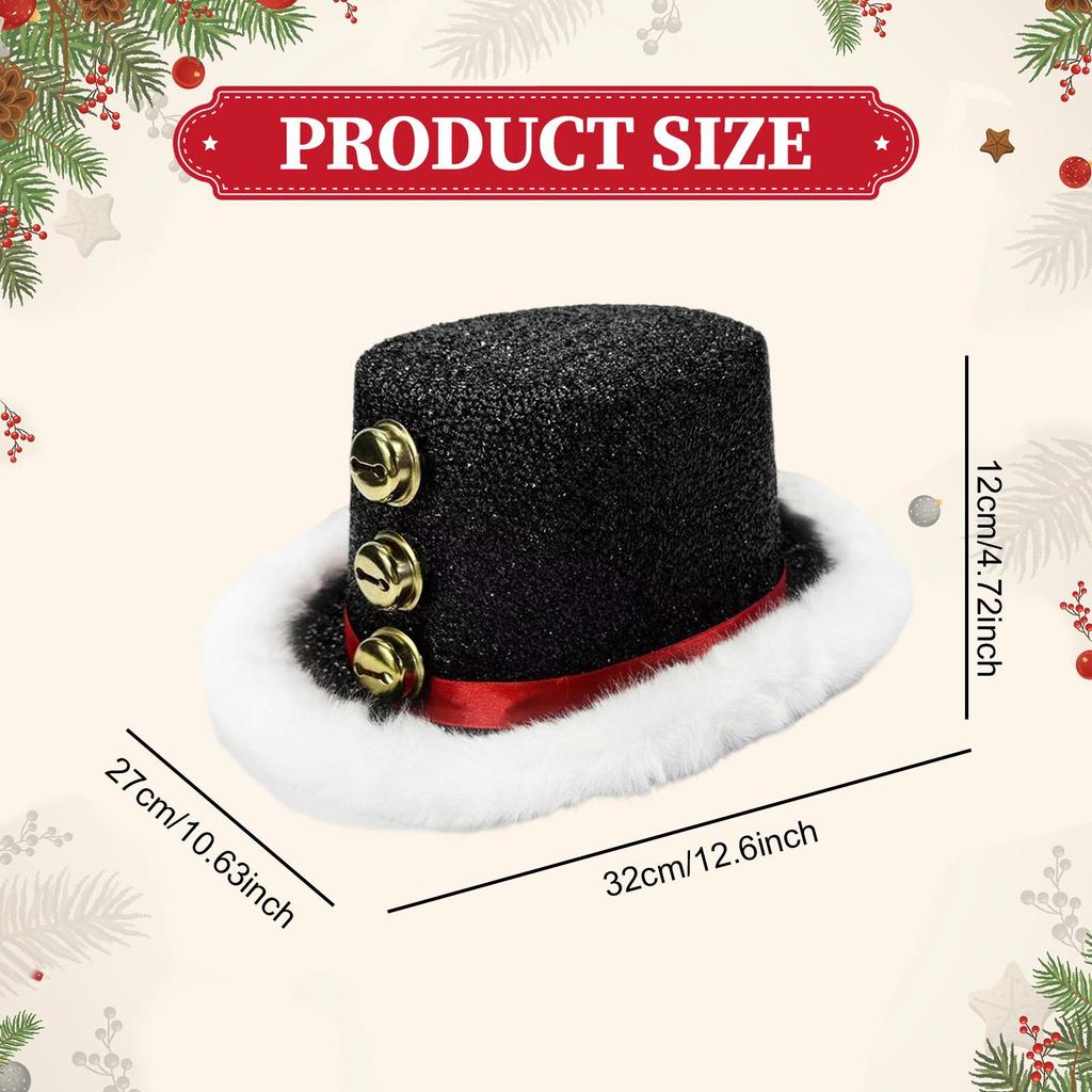 Christmas Top Hat Plush Trim Funny Santa Cap Lightweight Costume Hat for Masquerade Nightclub Festive Event