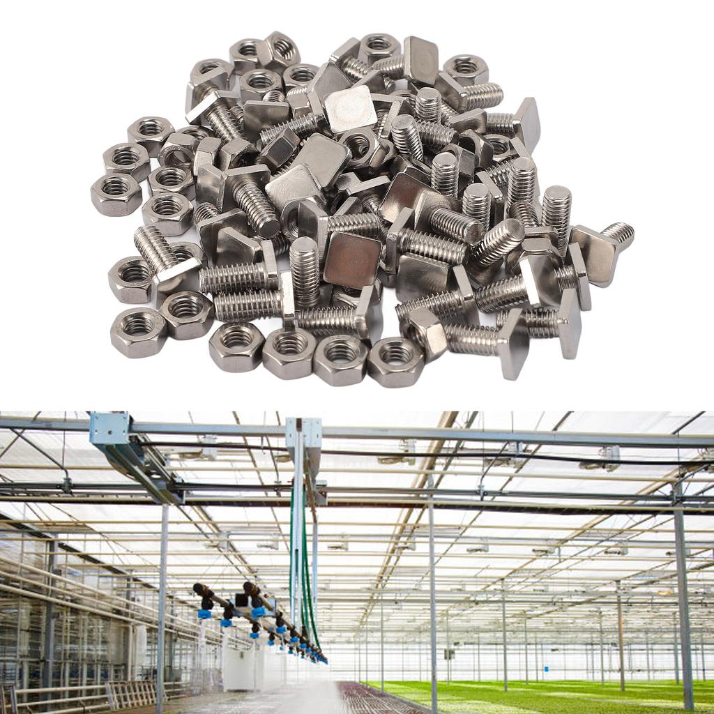 TOPINCN 50 Sets Greenhouse Screw Nut Kit, 304 Stainless Steel M6 Nut Kit, Quick Installation, Improved P formance for Greenhouse Assembly