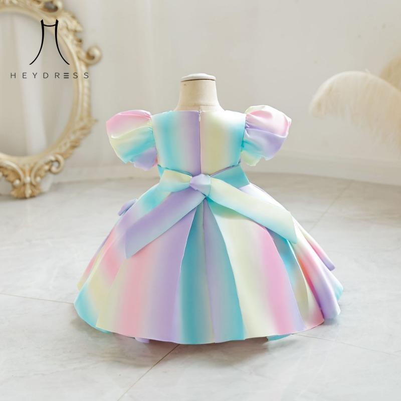 Girls' Dress New Style Small and Medium-sized Children's Dress Girls' Pent Gradient Satin Children's Dress Party Performance Dress
