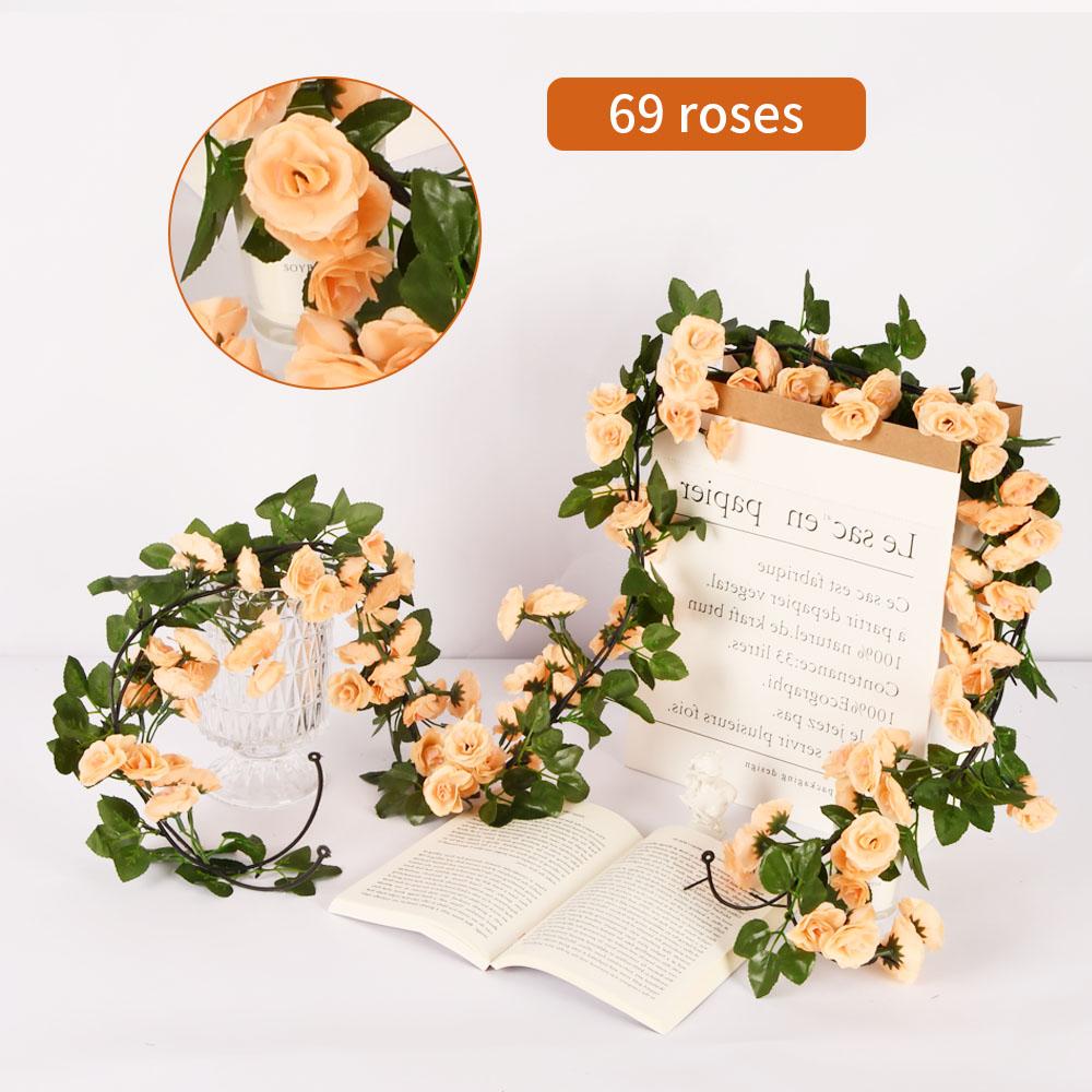 1pcs Artificial Flowers Vine 45pcs / 69pcs Rose Fake Flower Hanging Garland DIY Plants Home Wedding Room Decor Decoration Wall