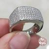 Fashion Micro Inlaid Flat Zircon  Sterling Silver Rings for Women Wedding Statement  with Stamp Vintage Accessories