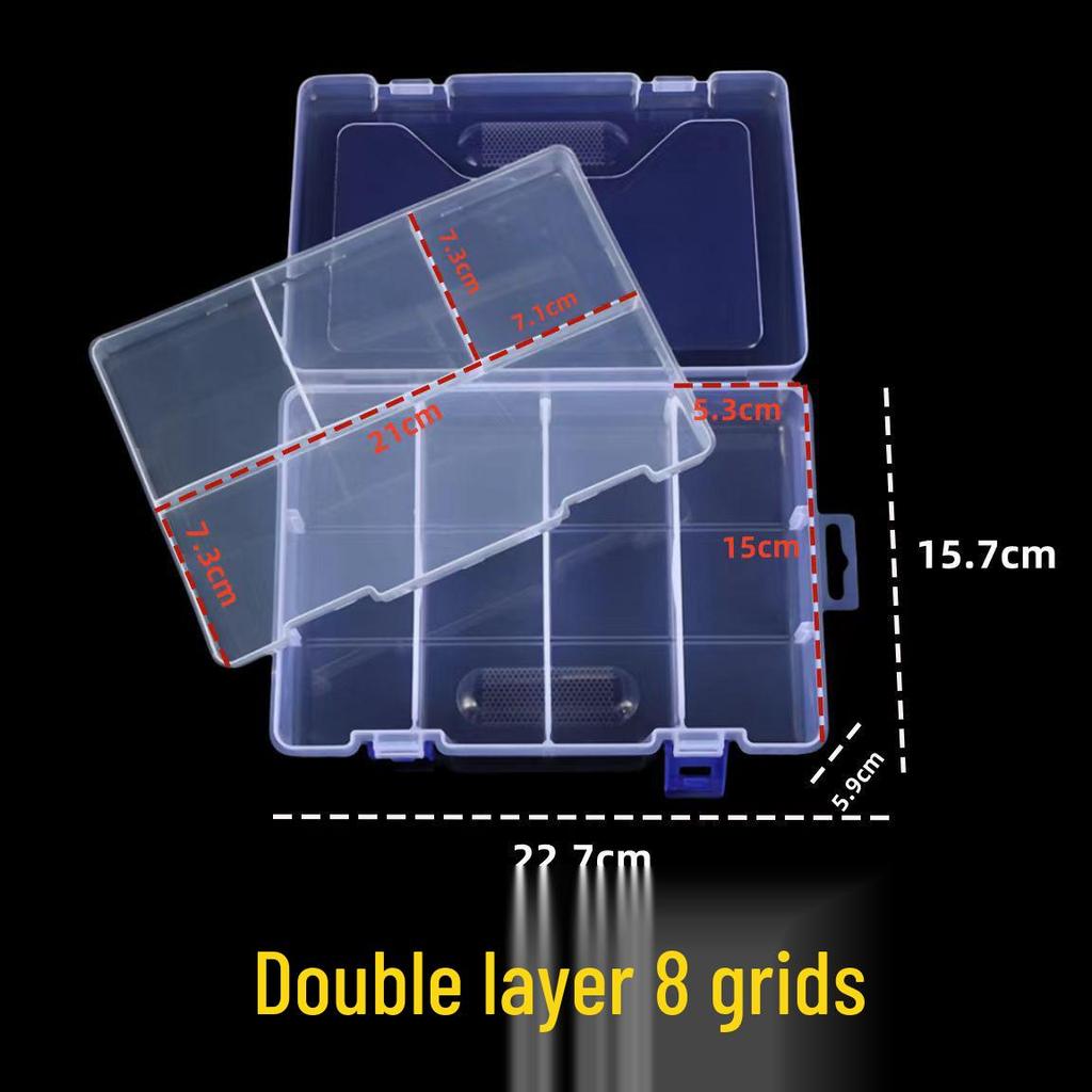 Transparent Compartmentalized Storage Box for Jewelry, Hardware, and Fishing Accessories