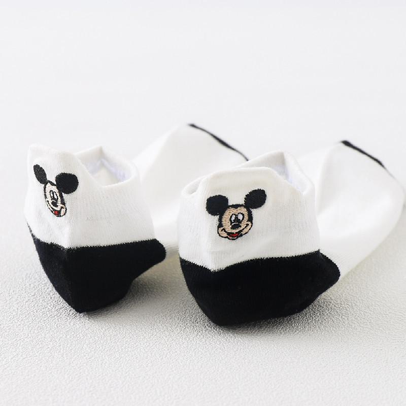 Women's Black & White Cartoon Embroidered Ankle Socks - Summer Thin Shallow Mouth Korean Style