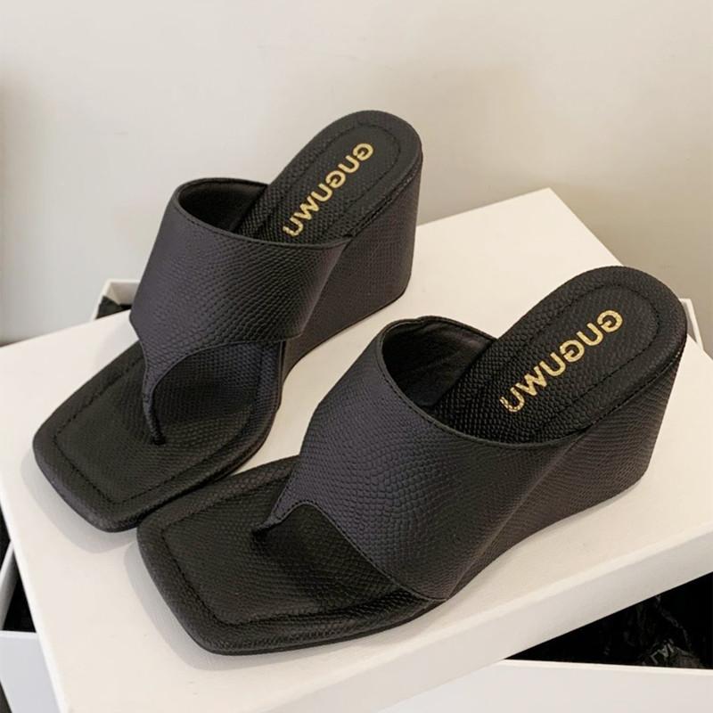 

Fashion Novelty Designer Clip Toe Women s Slippers Fashion High Heel Wedge Platform Sandals Summer Comfort Flip Flops Sandalias De Mujer 35 чёрный
