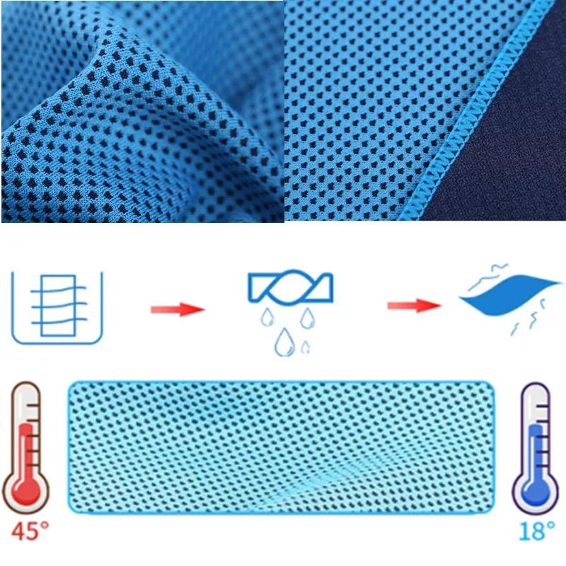 1pcs Summer Ice Silk Towel Sports Instant Cooling Ice Towel Portable Outdoor Travel Fitness Running Swim Towel Silicone Bag