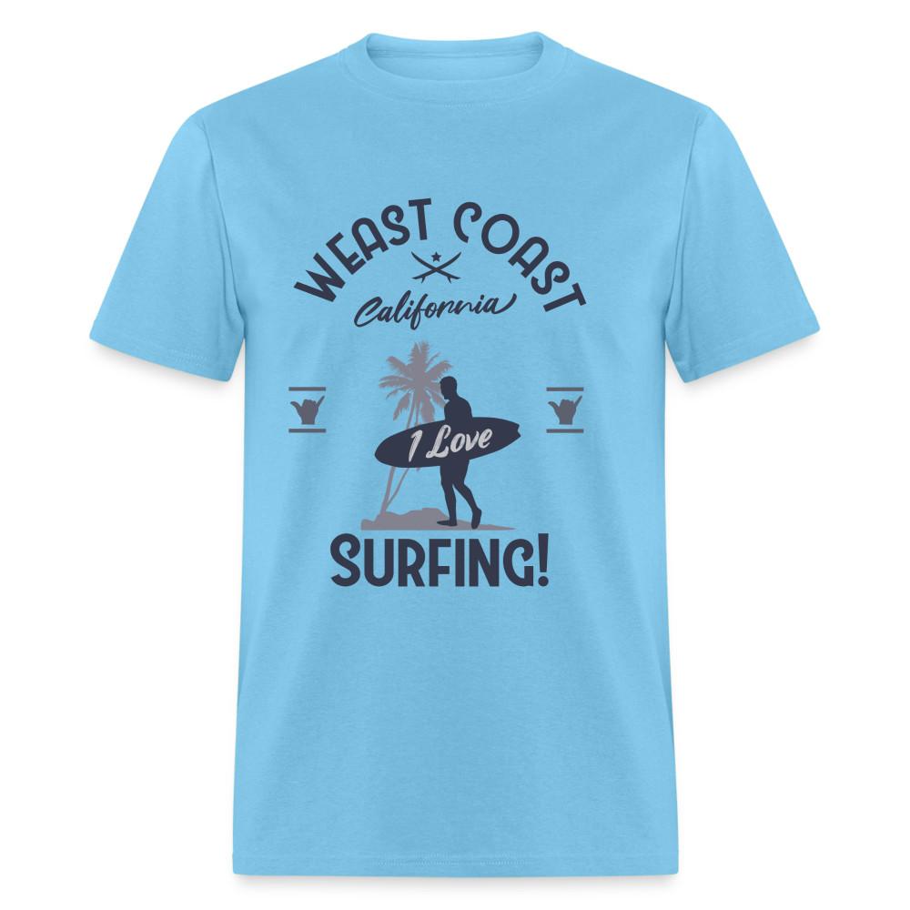

I love surfing shirt West Coast San Diego California Beach T-Shirt Size S-6XL 2XL