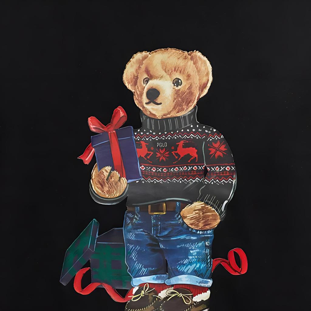 Polo Ralph Lauren Bear Letter Print Crew Neck Short Sleeve T-Shirt Men Tops Black 710854497-027
