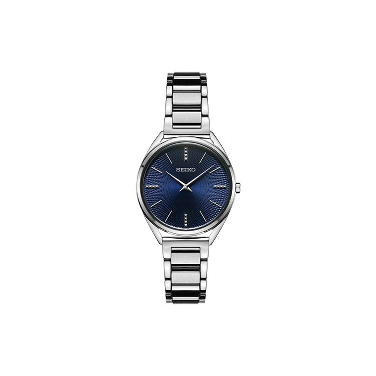 Seiko Gents Quartz Series Casual Business Fashion Quartz Movement Stainless Steel Strap Women watches Blue SWR033P1 Blue Dial