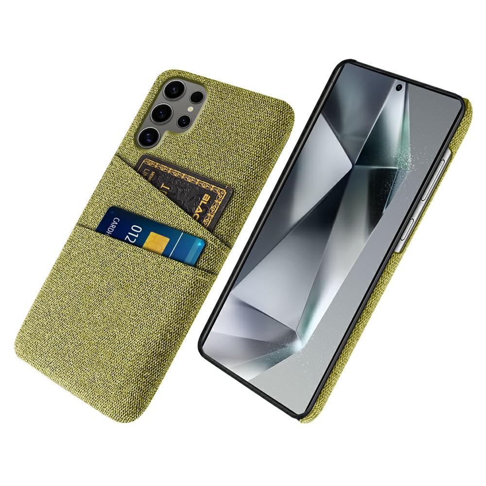 Für Samsung Galaxy S25 Ultra Hülle Stoff+Hartes PC Handyhülle mit Dualen Kartenfächern