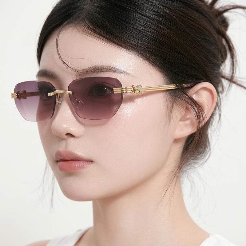 Fashion Men Women Sunglasses Rimless Metal Frame Vintage Beach Travel Outdoor Eyewear