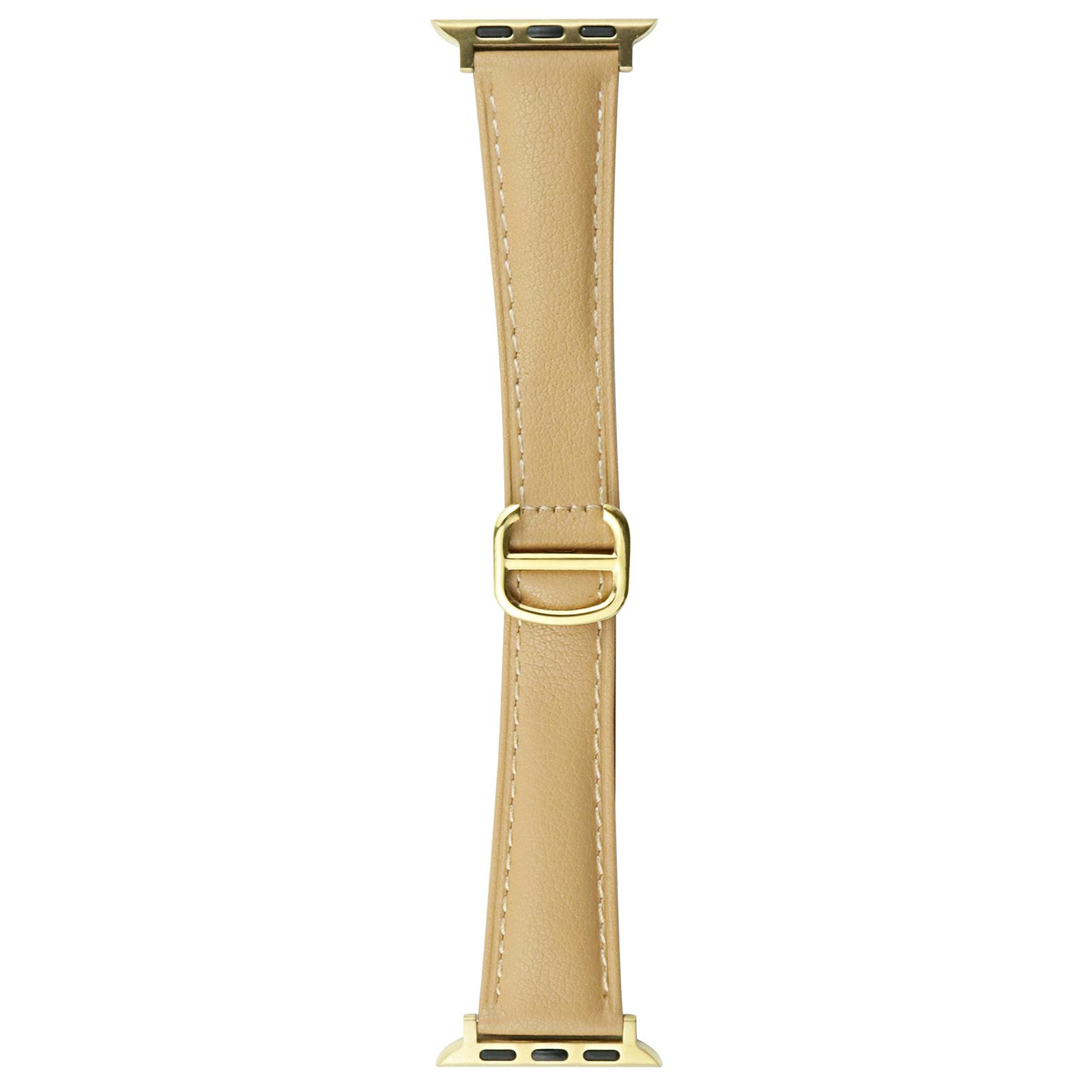 

Watch Band for Apple Watch Series 10 42mm/9 8 7 41mm/SE (2023) SE (2022) SE 6 5 4 40mm/3 2 1 38mm Cowhide Leather Watch Strap Milk Tea