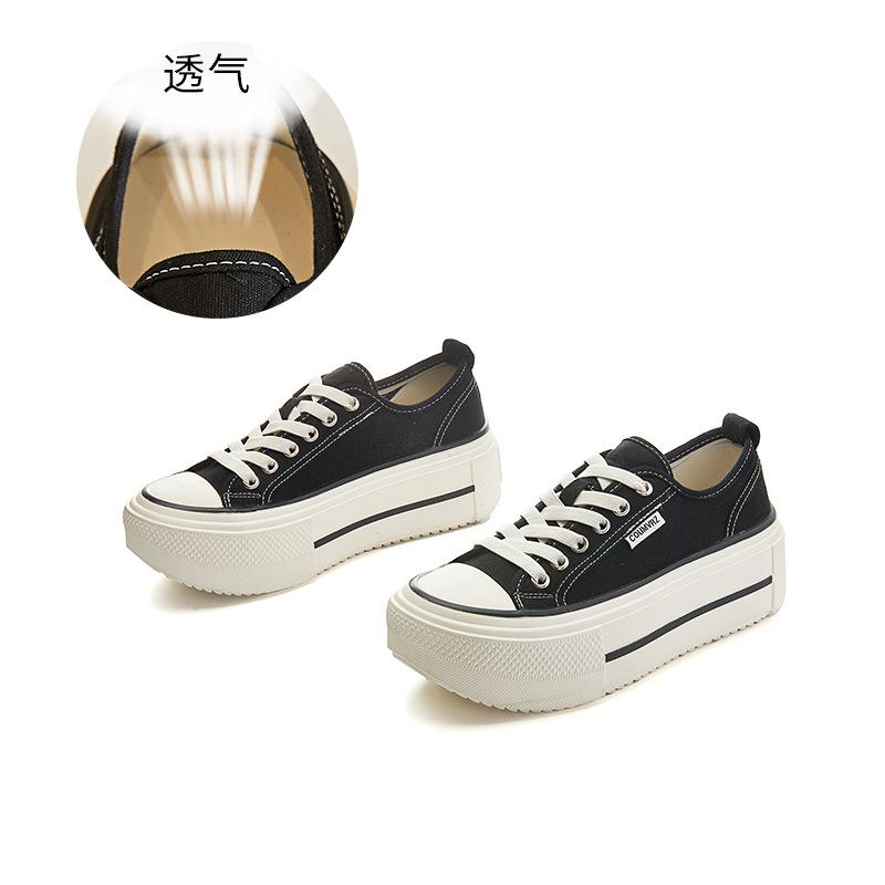 Inner Height Increase of 0.5cm Wula Grass Pigskin Insole Canvas Shoes 2025 New Casual Board Shoes Versatile Little White Shoes Women