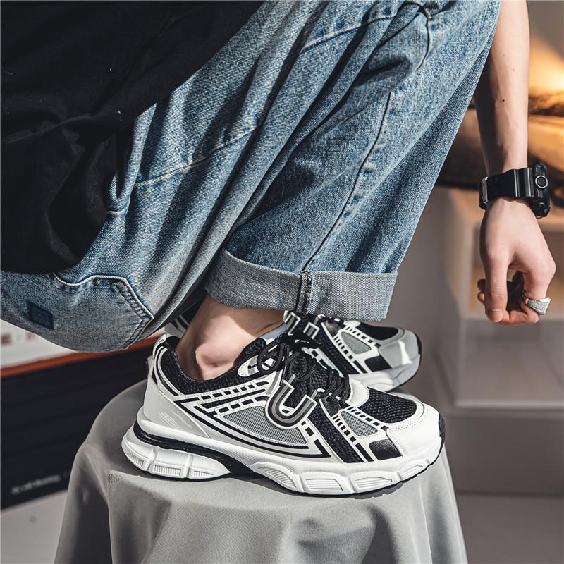 2024 Men's Shoes Summer Breathable Youth Trend Sports Casual Running Mesh Mesh Shoes Junior High School Dad Trend Shoes