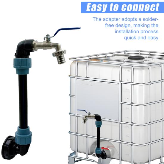 IBC 3/4" Outlet Tap IBC Adapter for 1000L Rainwater Tank Tap Stopcock with 25cm Extension Tube IBC